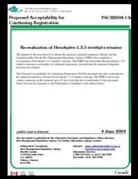 Re-evaluation of hexahydro-1,3,5-triethyl-s-triazine