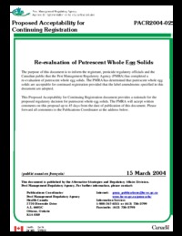 Re-evaluation of putrescent whole egg solids