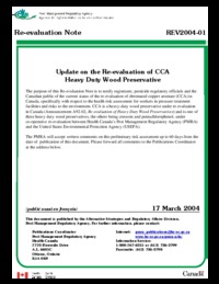 Update on the re-evaluation of CCA heavy duty wood preservative