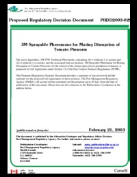 3M sprayable pheromone for mating disruption of tomato pinworm