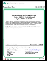 Foramsulfuron technical herbicide, Option 2.25 SC herbicide, and Option 35 DF herbicide