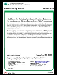 Guidance for refining anticipated residue estimates for use in acute dietary probabilistic risk assessment