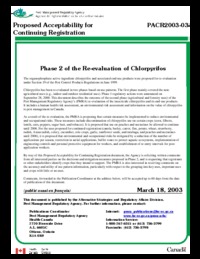 Phase 2 of the re-evaluation of chlorpyrifos