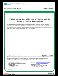 Update on the special review of lindane and the status of lindane registrations