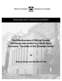 The effectiveness of official foreign exchange intervention in a small open economy : the case of the Canadian dollar