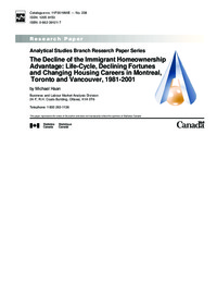 The decline of the immigrant homeownership advantage : life-cycle, declining fortunes and changing housing careers in Montreal, Toronto and Vancouver, 1981-2001