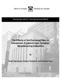 The effects of the exchange rate on investment : evidence from Canadian manufacturing industries