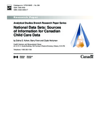 National data sets : sources of information for Canadian child care data