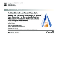 Making the transition : the impact of moving from elementary to secondary school on adolescents' academic achievement and psychological adjustment