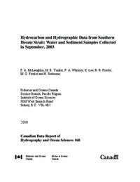Hydrocarbon and hydrographic data from southern Hecate Strait : water and sediment samples collected in September, 2003