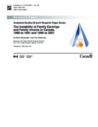 The instability of family earnings and family income in Canada, 1986 to 1991 and 1996 to 2001