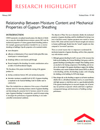 Relationship between moisture content and mechanical properties of gypsum sheathing