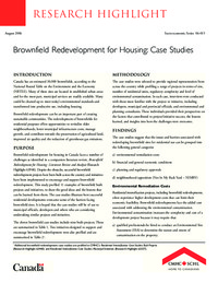 Brownfield redevelopment for housing : case studies