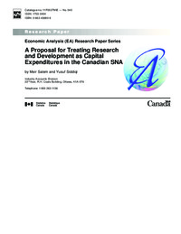 A proposal for treating research and development as capital expenditures in the Canadian SNA