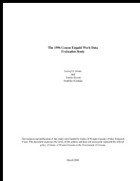 The 1996 census unpaid work data evaluation study