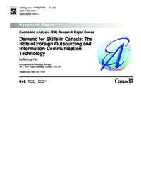 Demand for skills in Canada : the role of foreign outsourcing and information-communication technology