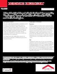 Urban aboriginal households : a profile of demographic, housing and economic conditions             in Canada's Prairie and Territories Region