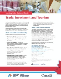 Trade, investment and tourism : investing in the business climate