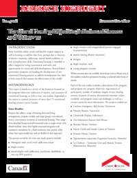 Transitional housing : objectives, indicators of success, and outcomes