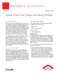 Update of roof truss designs with nailing schedules