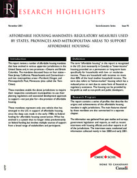 Affordable housing mandates : regulatory measures used by states, provinces and             metropolitan areas to support affordable housing