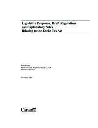 Legislative proposals, draft regulations and explanatory notes relating to the Excise             Tax Act