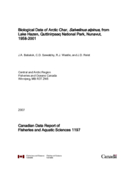 Biological data of Arctic char, Salvelinus alpinus, from Lake Hazen, Quttinirpaaq             National Park, Nunavut, 1958-2001