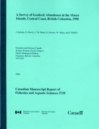 A survey of geoduck abundance at the Moore Islands, Central Coast, British Columbia,             1998