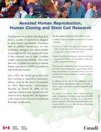 Assisted human reproduction, human cloning and stem cell research