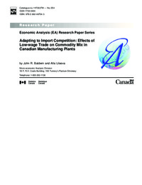Adapting to import competition : effects of low-wage trade on commodity mix in Canadian             manufacturing plants