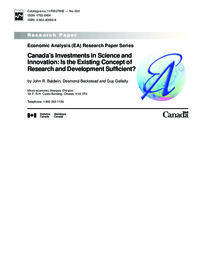 Canada's investments in science and innovation : is the existing concept of             research and development sufficient?