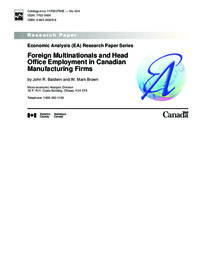 Foreign multinationals and head office employment in Canadian manufacturing firms