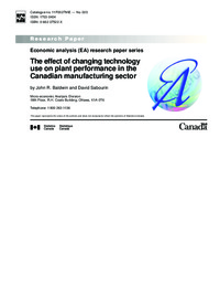 The effect of changing technology use on plant performance in the Canadian manufacturing             sector