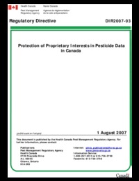 Protection of proprietary interests in pesticide data in Canada