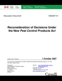 Reconsideration of decisions under the new Pest Control Products Act