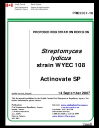 Streptomyces lydicus strain WYEC 108 : Actinovate SP