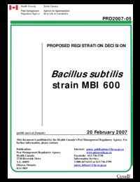 Bacillus subtilis strain MBI 600