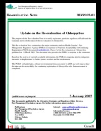 Update on the re-evaluation of chlorpyrifos