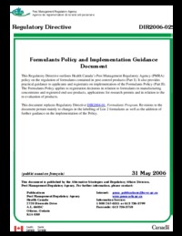 Formulants policy and implementation guidance document