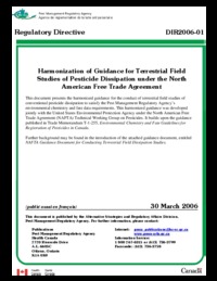 Harmonization of guidance for terrestrial field studies of pesticide dissipation under the North American Free Trade Agreement