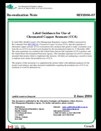 Label guidance for use of chromated copper arsenate (CCA)