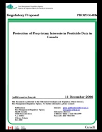 Protection of proprietary interests in pesticide data in Canada