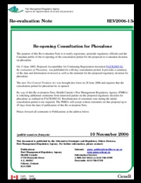 Re-opening consultation for phosalone