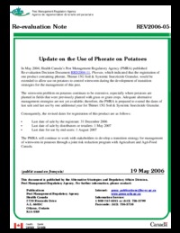Update on the use of phorate on potatoes