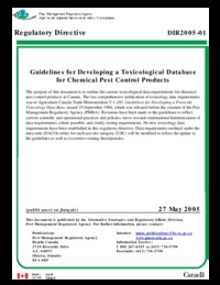 Guidelines for developing a toxicological database for chemical pest control products