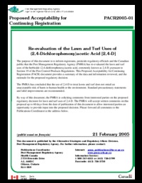 Re-evaluation of the lawn and turf uses of (2,4-dichlorophenoxy) acetic acid 2,4-D