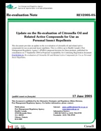 Update on the re-evaluation of citronella oil and related active compounds for use as personal insect repellents