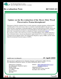 Update on the re-evaluation of the heavy duty wood preservative pentachlorophenol
