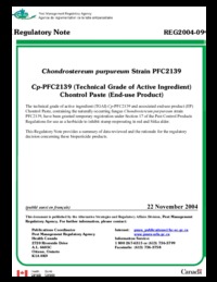 Chondrostereum purpureum strain PFC2139 : Cp-PFC2139 (technical grade of active ingredient), Chontrol Paste (end-use product)
