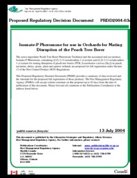 Isomate-P pheromone for use in orchards for mating disruption of the peach tree borer